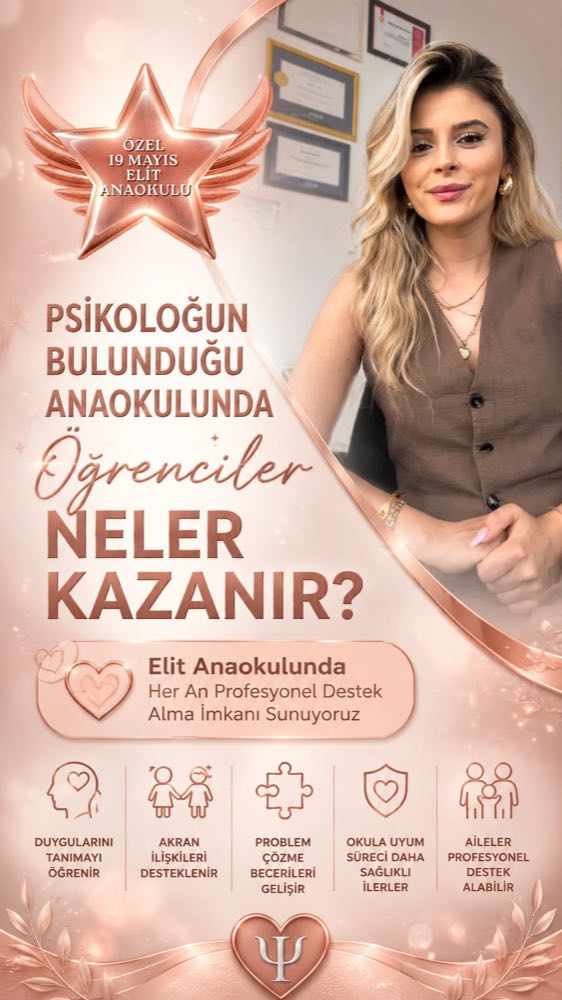 Psikoloğun bulunduğu anaokulunda öğrenciler neler kazanır — tanıtım afişi